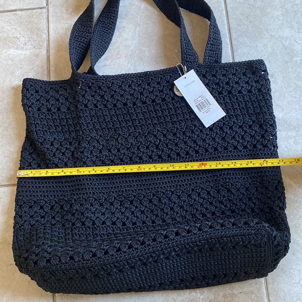 The Sak NWT Laguna Beach Black Open Knit Tote Bag - Picture 6 of 9